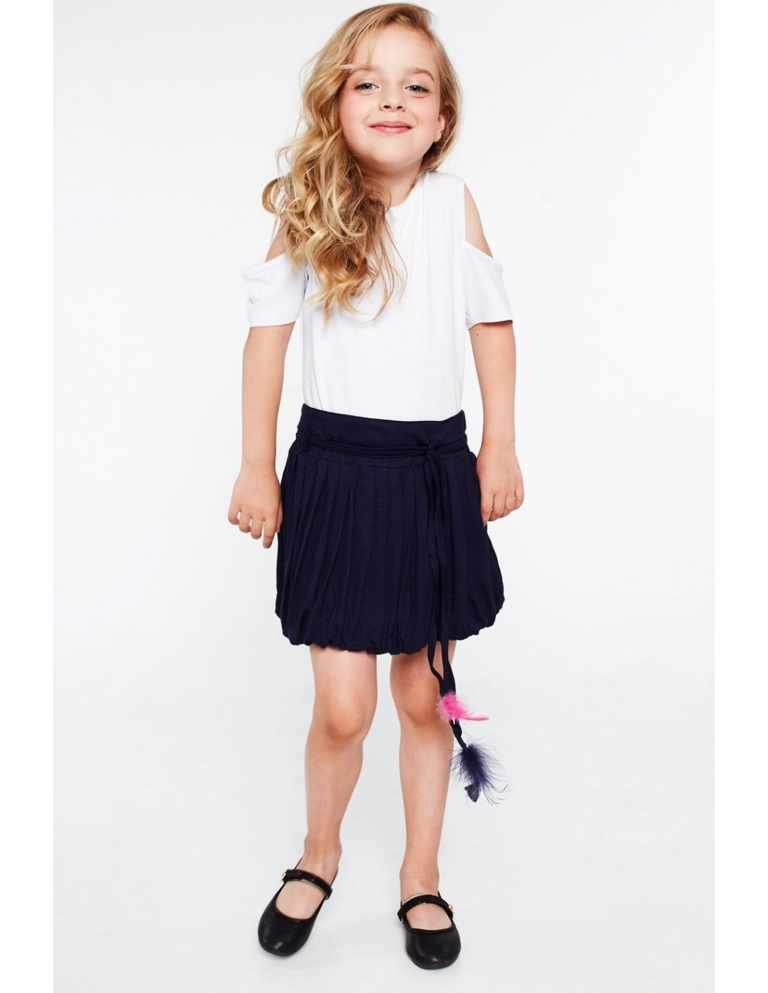 Girls\' skirt with feathers, navy blue NDZ5446 - Online store - Boutique